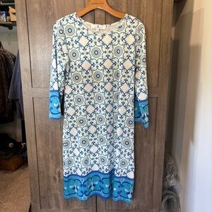 Jean-Pierreklifa Small Dress White Blue Geometric Print